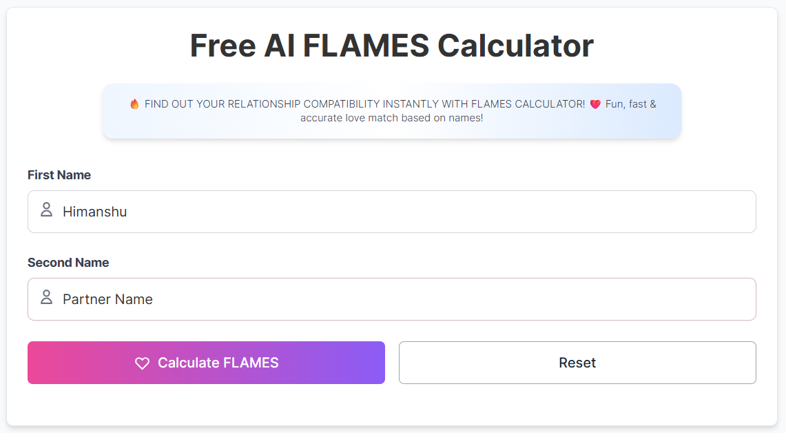 Flames Calculator