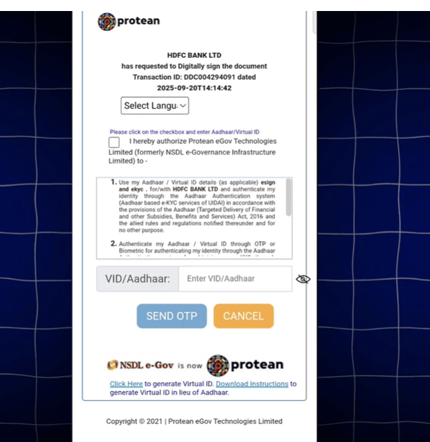 Digitally E-Sign with Aadhaar